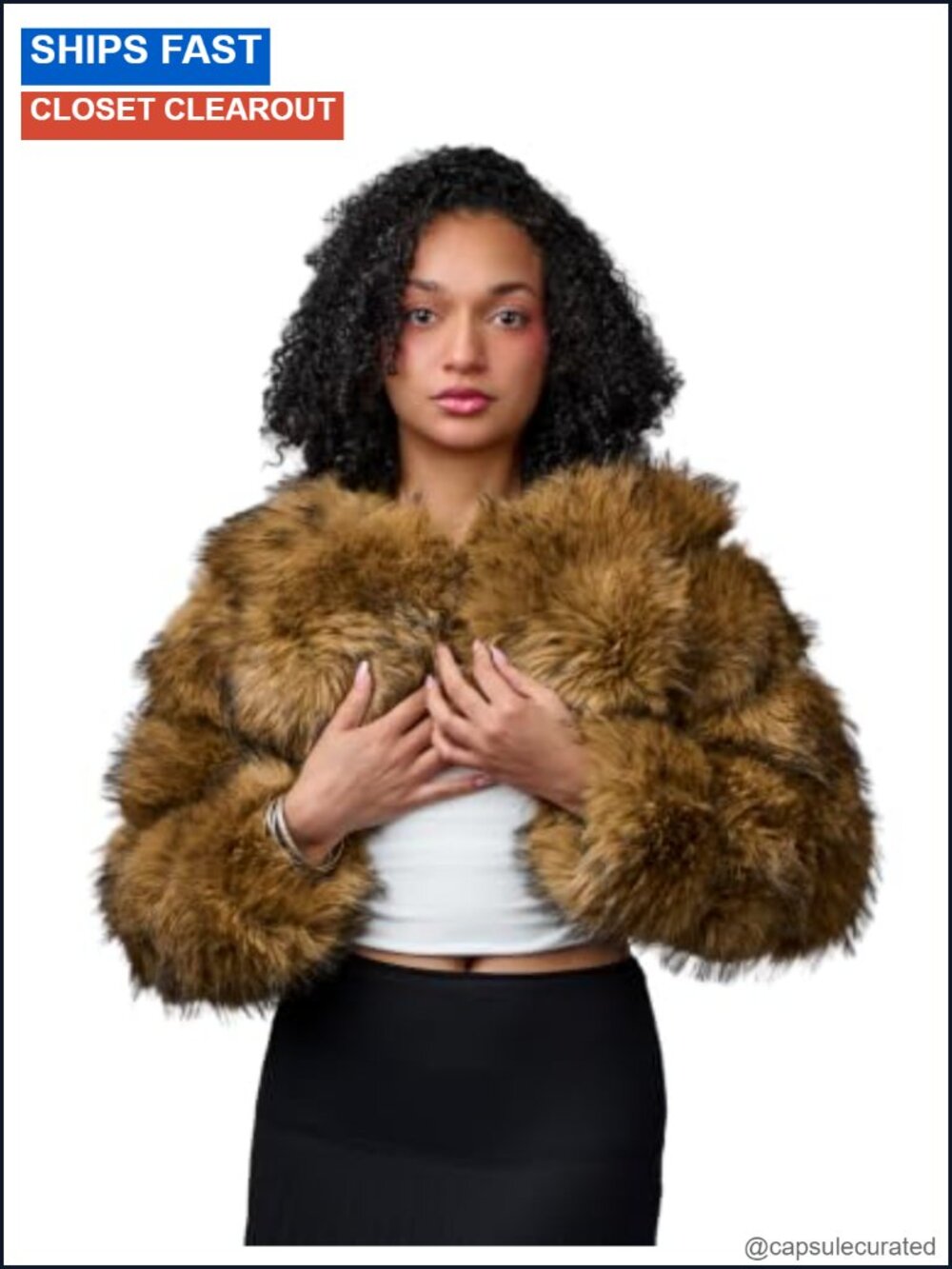 Faux Fox Fur Cropped Bolero Jacket Shrug Evening Party Formal Winter